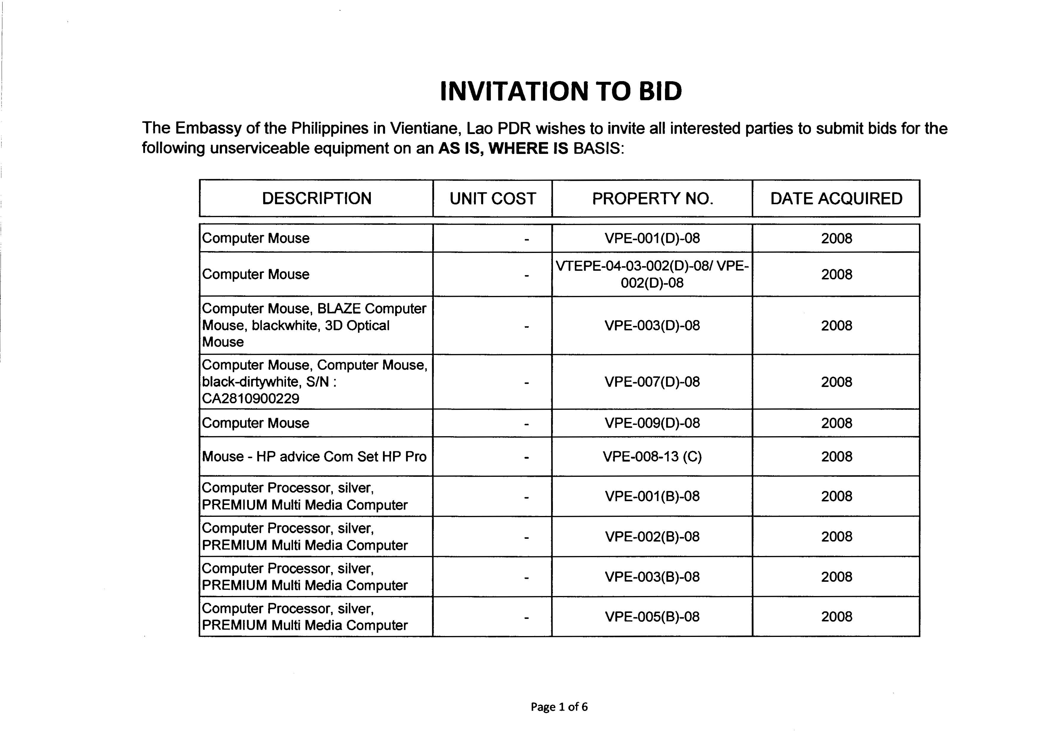 Embassy Equipments.15 July 2019.2 Page 1