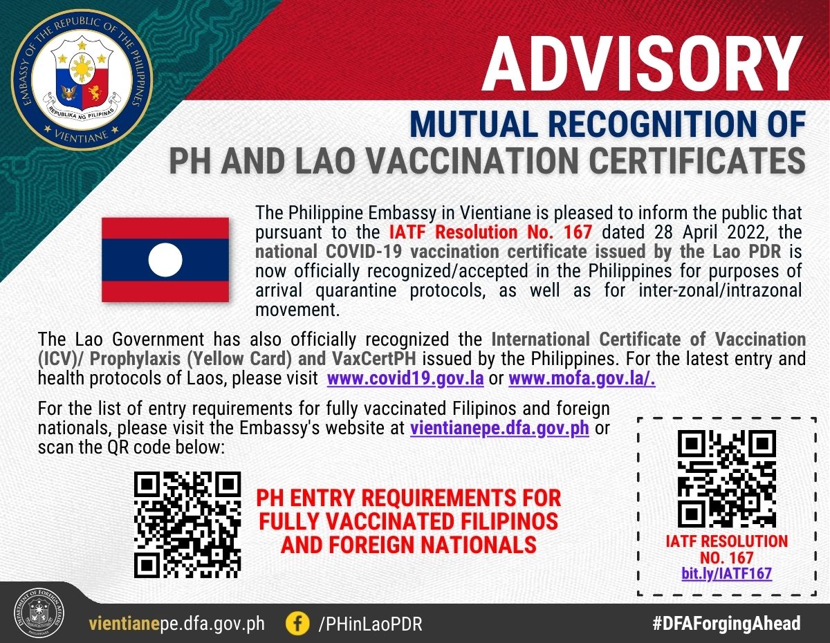 Updated Infographic announcement PH Lao Vaccination Certs