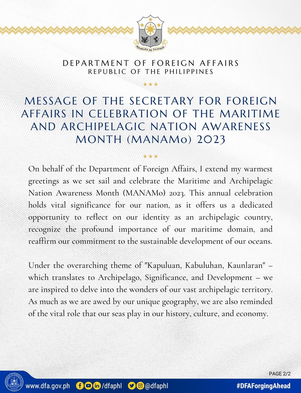 Manamo 2023 SFA Message 1