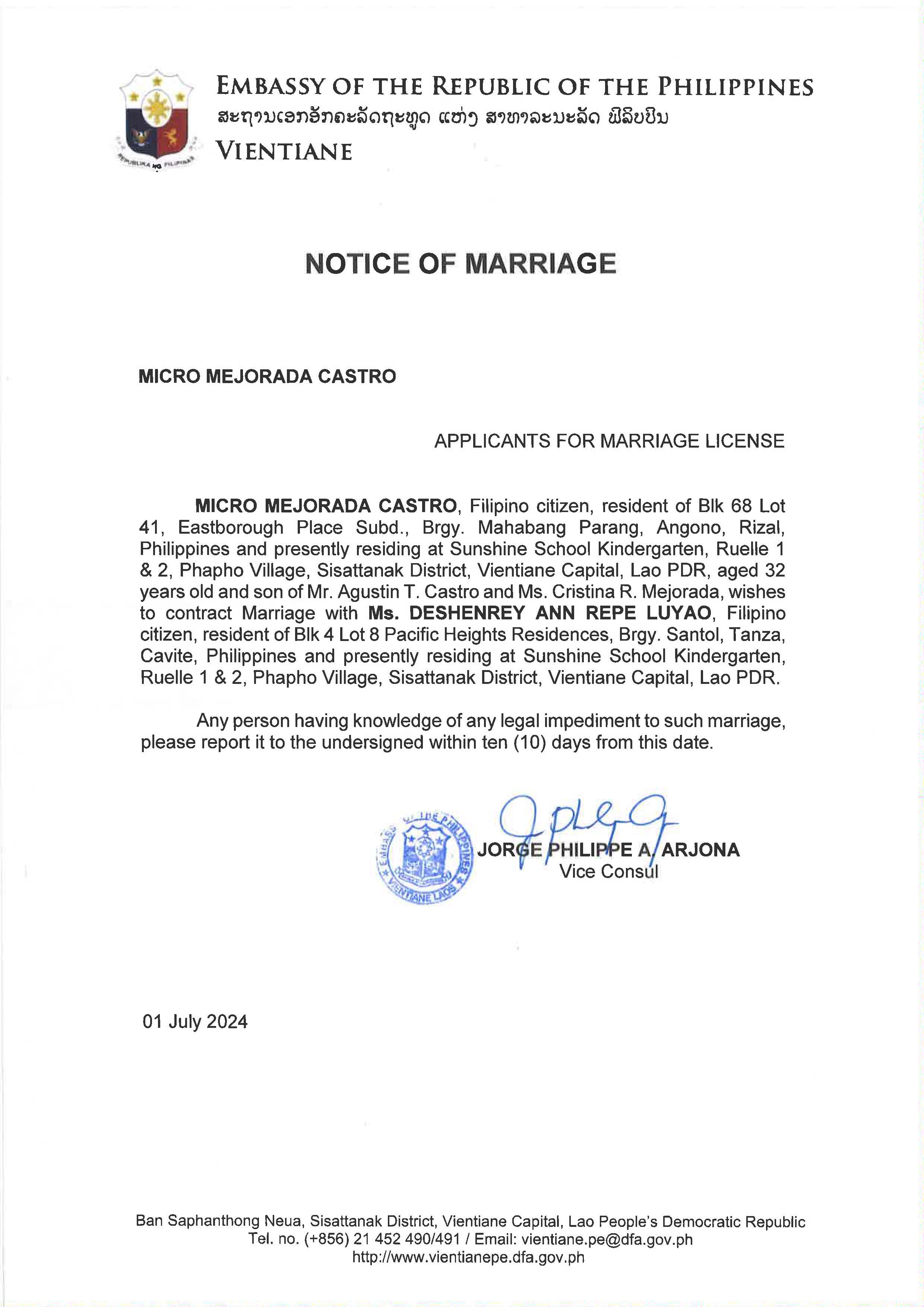 castro.luyao.notice of marriage.01jul2024 Page 1