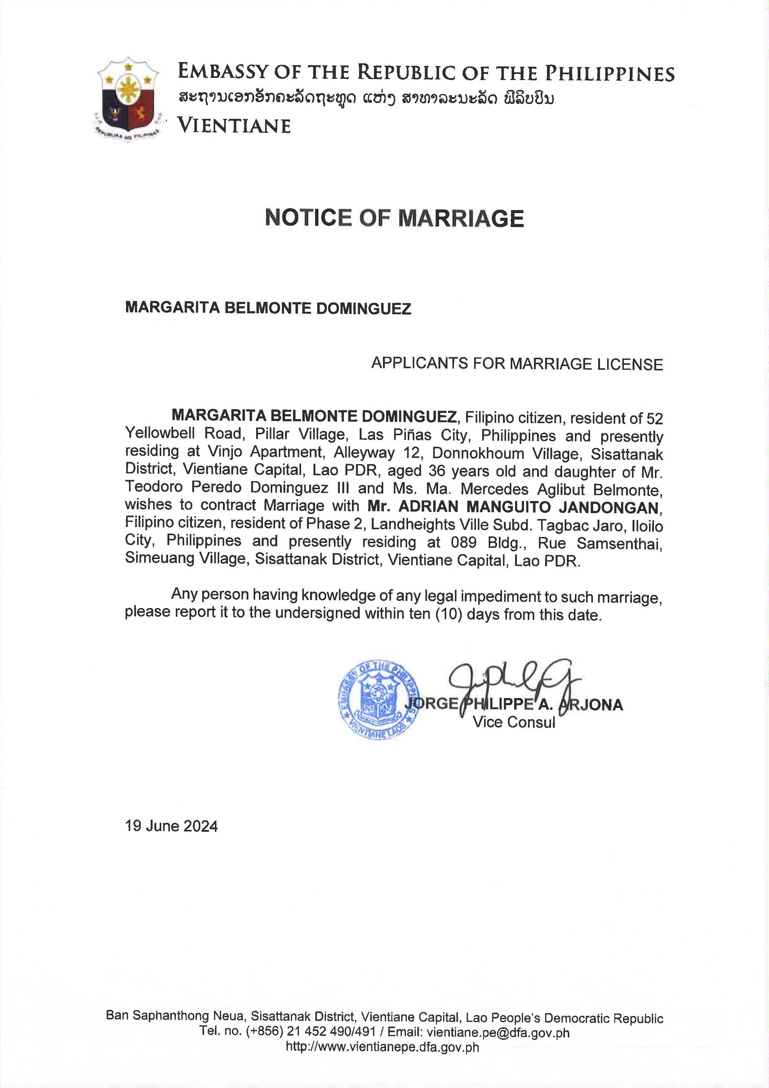 jandongan.dominguez.Notice of Marriage. Page 2