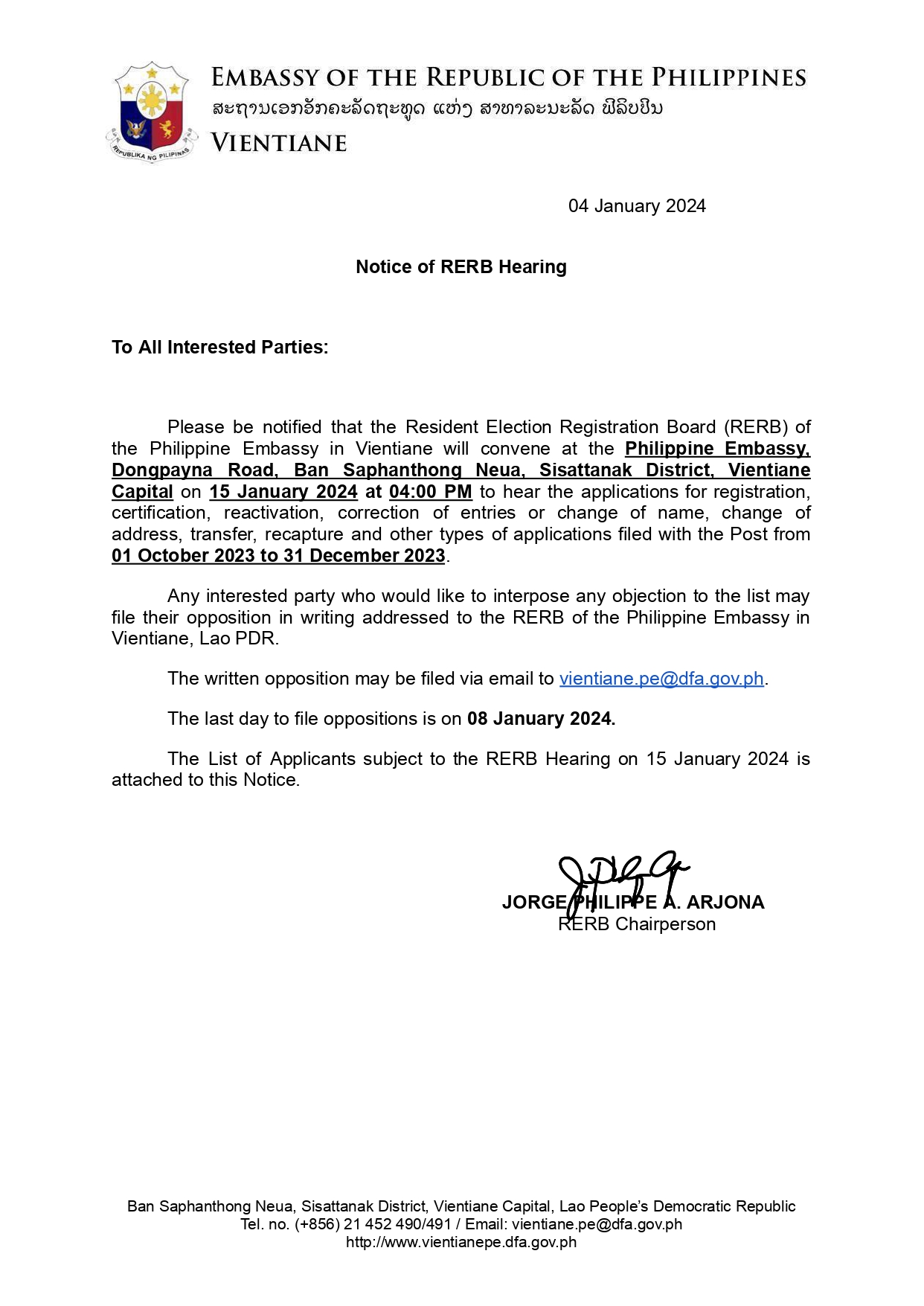 Notice of RERB Hearing Jan 1 page 0001